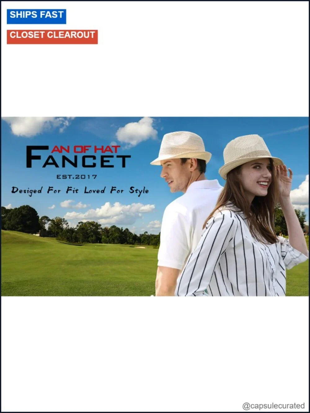 Packable Straw Fedora Sun Hat with UPF 50, Unisex